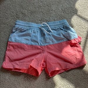 The Beaufort Bonnet Company Blue and Pink Kids Swim Trunks